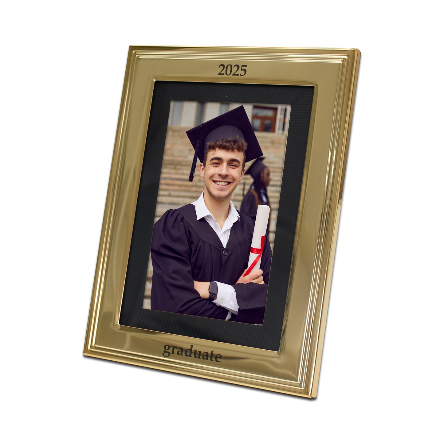 2025 Graduation Brass-tone Metal Graduation Picture Frame with black fabric mat (4x6" Photo)