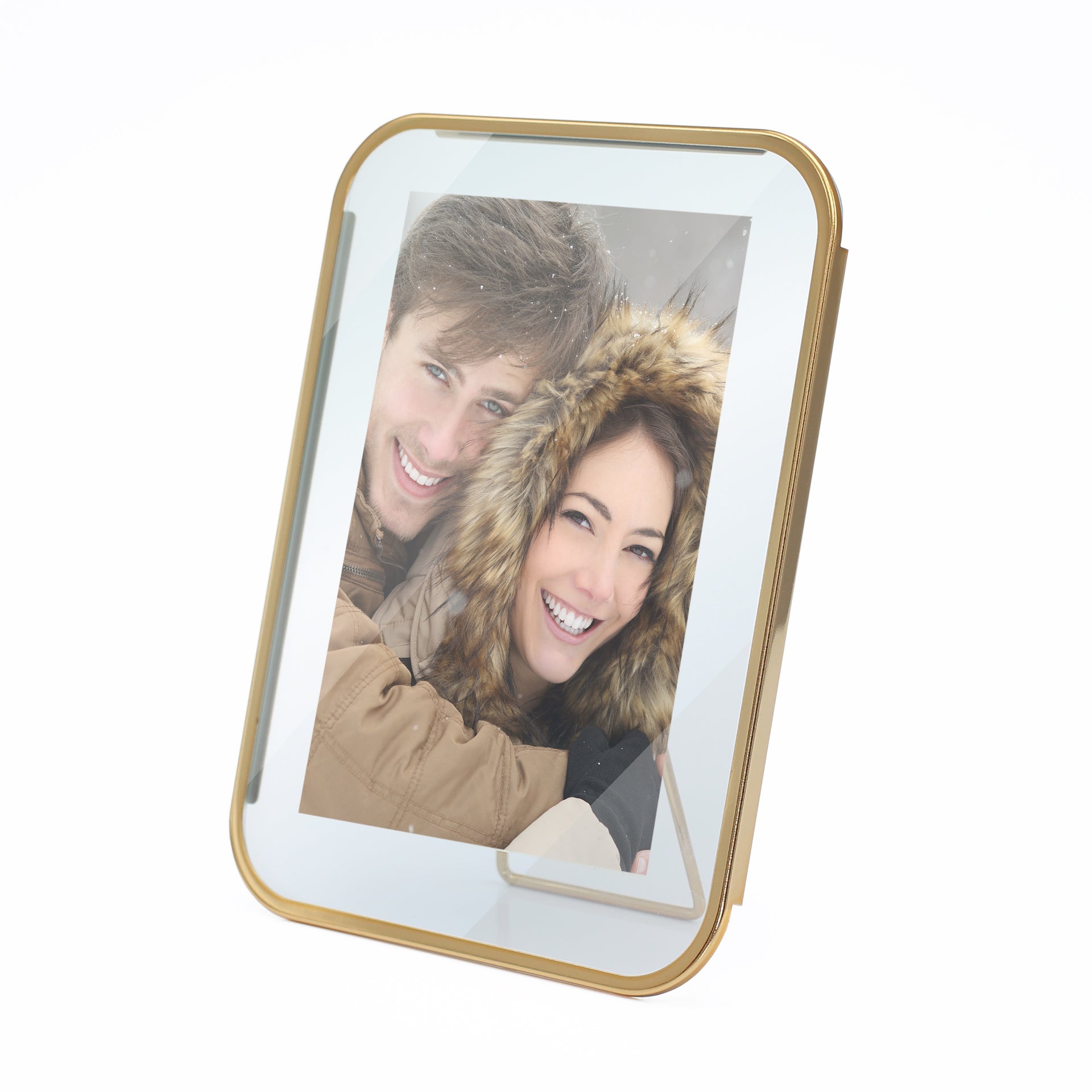 MIMOSA MOMENTS Brass Metal Floating Picture Frame (Brass, 4x6
