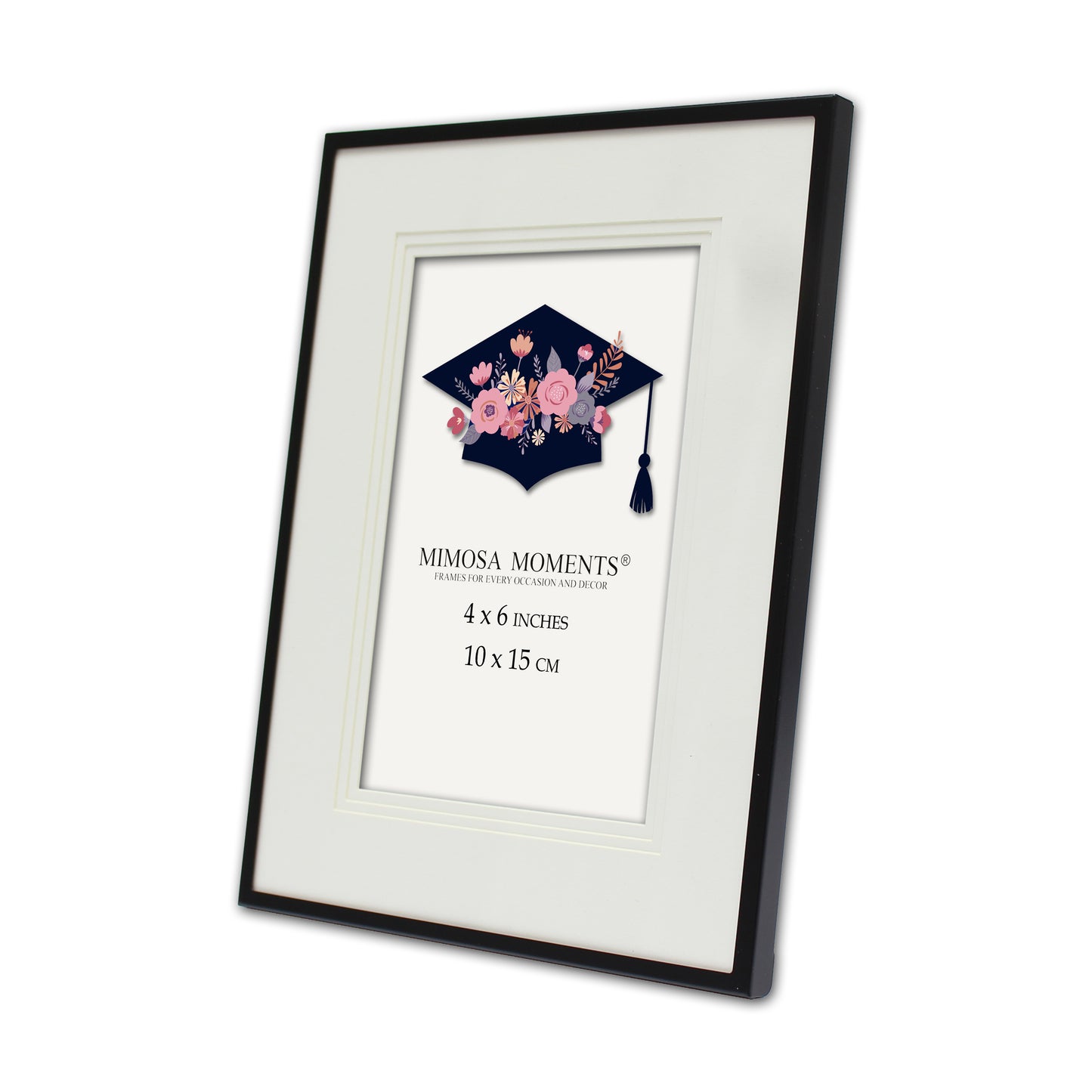 4x6 Graduation Photo Frame with 3-Layer Mat, 6x8 Black Metal Frame, Tabletop Display for Graduation Gifts & Decor