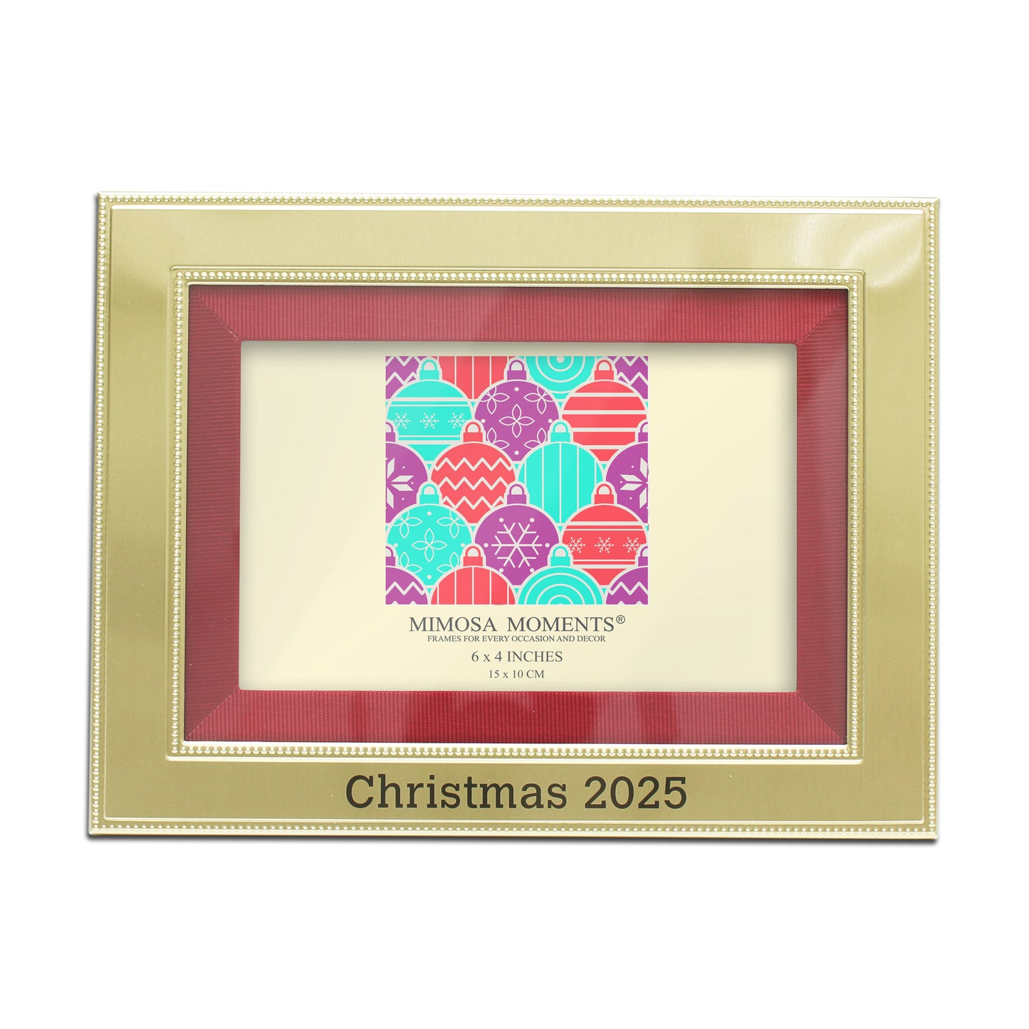 Christmas 2025 6x8" Metal Picture Frame with Red Fabric Mat(4x6" photo)