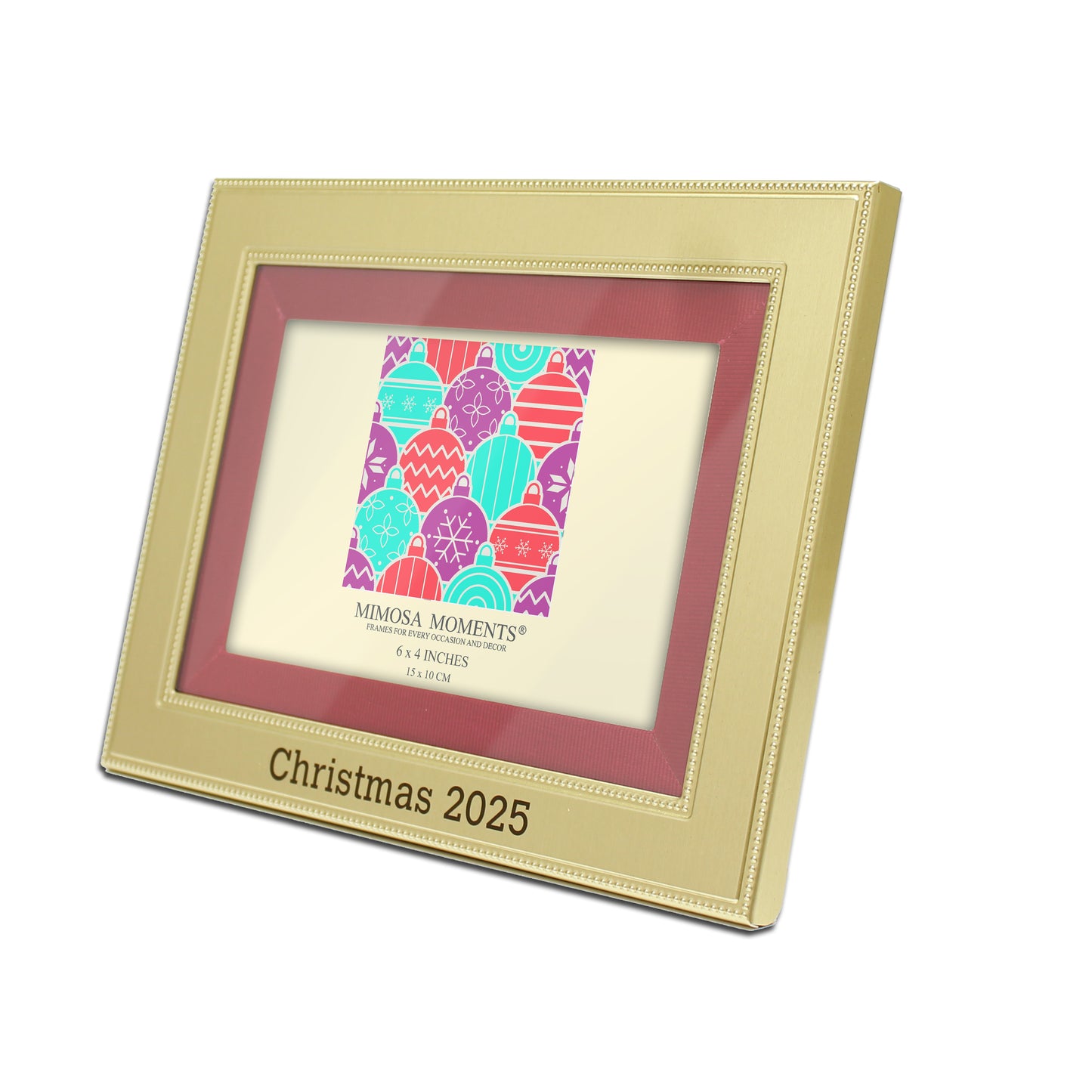 Christmas 2025 6x8" Metal Picture Frame with Red Fabric Mat(4x6" photo)