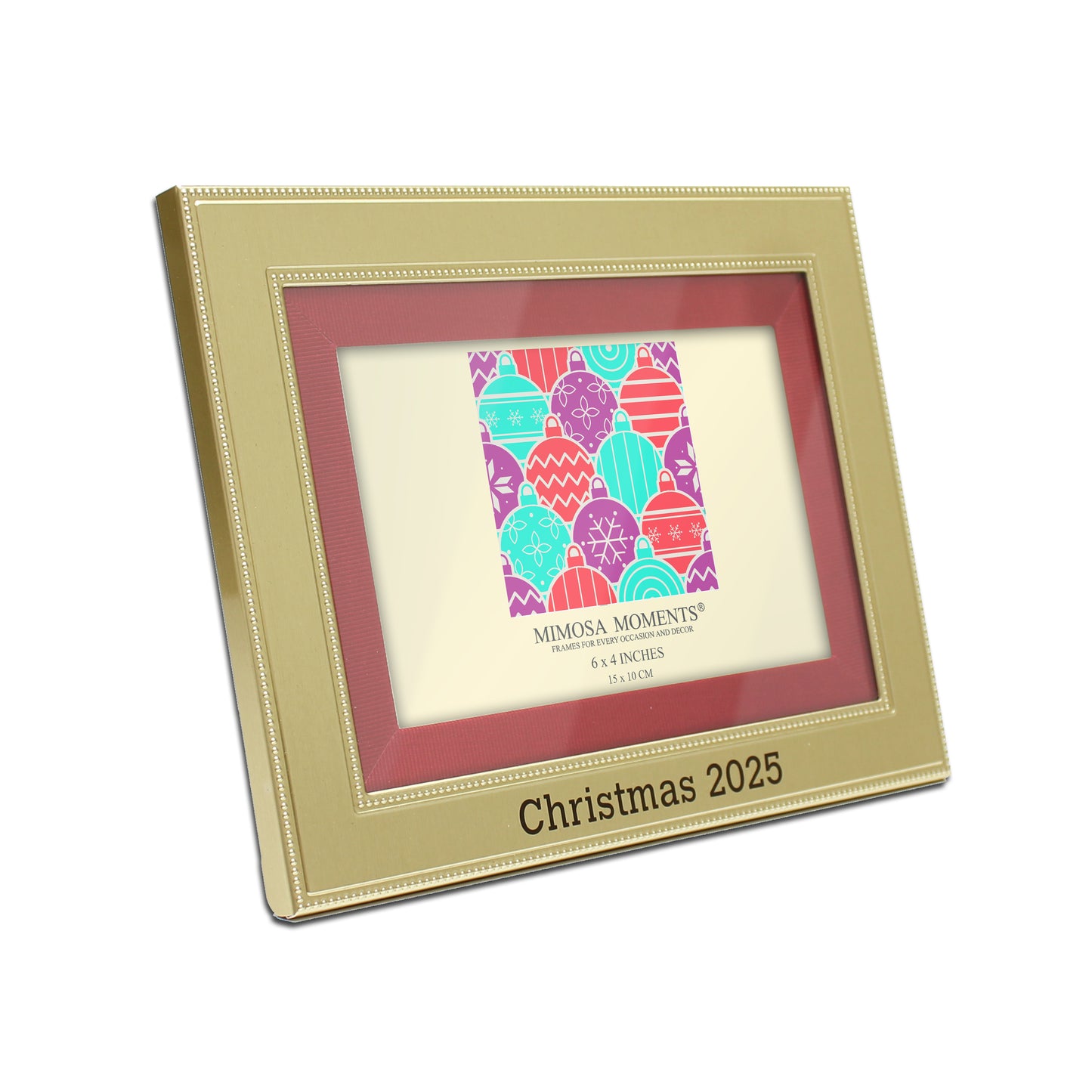 Christmas 2025 6x8" Metal Picture Frame with Red Fabric Mat(4x6" photo)
