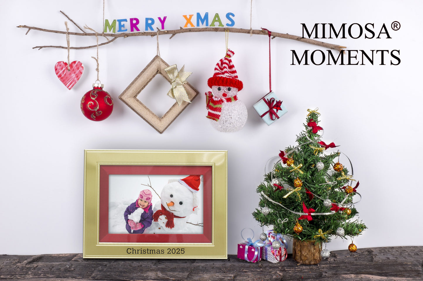 Christmas 2025 6x8" Metal Picture Frame with Red Fabric Mat(4x6" photo)