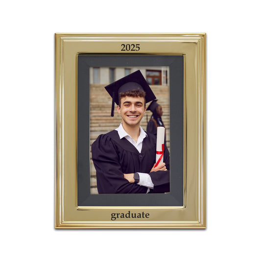 2025 Graduation Brass-tone Metal Graduation Picture Frame with black fabric mat (4x6" Photo)